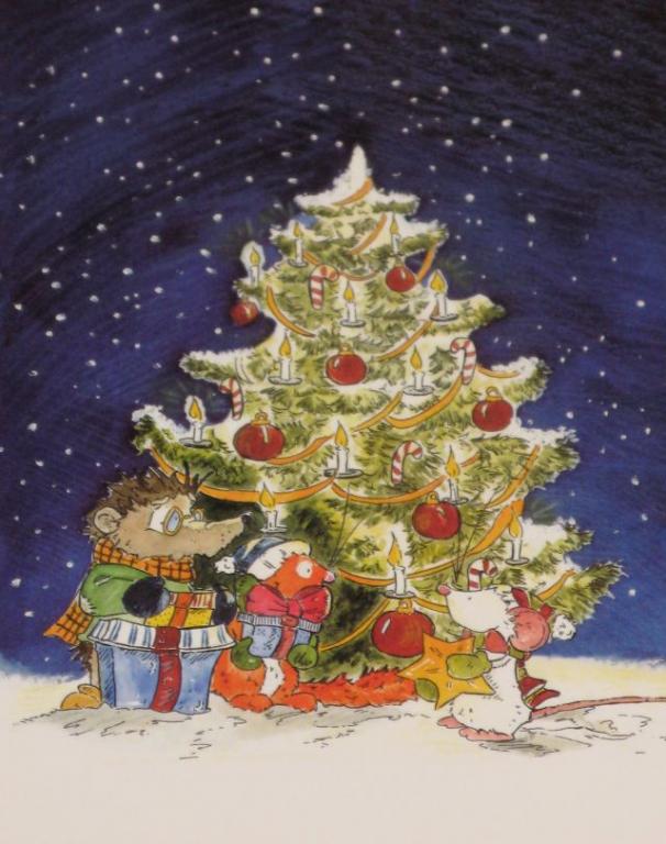 С НОВЫМ ГОДОМ! Рождество Елка ежик мышь белка A.H.Schmachtl Германия