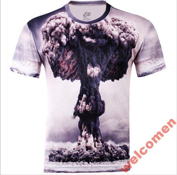 ФУТБОЛКА 3D 21 ВАРИАНТ Explosion Atomic Bomb Print