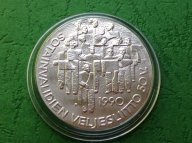 50 лет ассоциации инвалидов войны 1990 год Финляндия, 100 марок Серебро, 24 г родная капсула, отлич