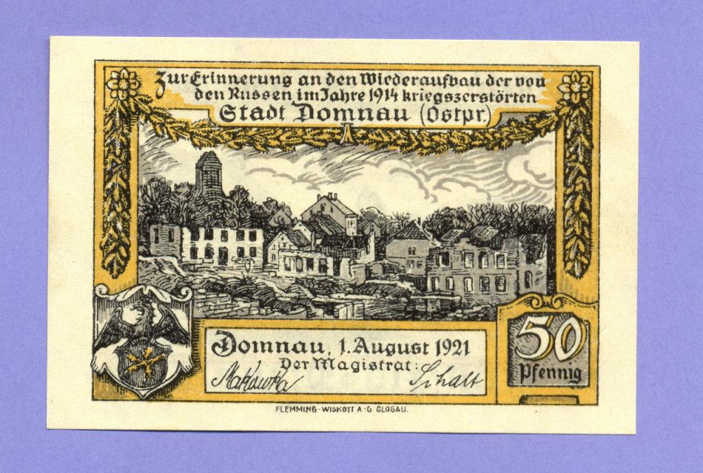 50 пфеннигов 1921 года, г.Домнау (Domnau), Восточная Пруссия (г.Домново Калининградская обл.)