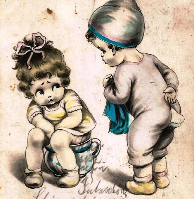 Saar Yumor Deti Devochka Na Gorshke Malchik Ne Uspel Gorshok Na Dvoih 1927 Pokupajte Na Auction Ru Po Vygodnoj Cene