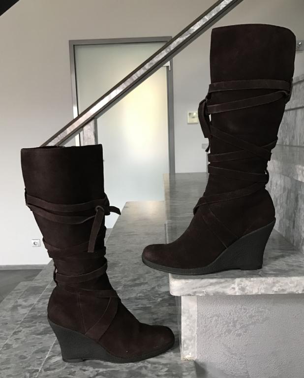 Enzo Angiolini    EA FLEXO сапоги коричневые замшевые на танкетке 37