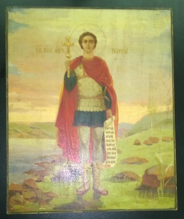 Икона. Святой Великомученик Георгий Победоносец.  19 век. Необычный извод.