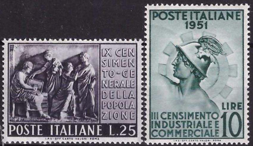 Италия, 1951, № 848,849, € 12, MNH, полн., всеобщая перепись населения