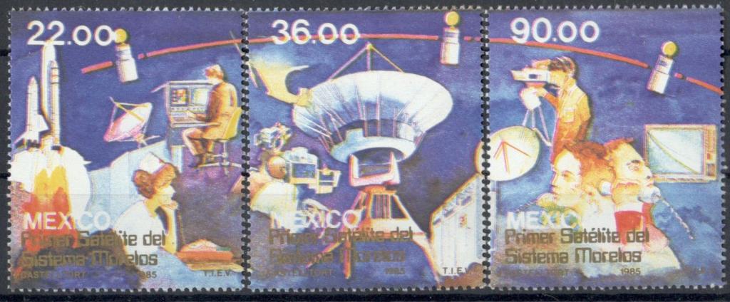 Мексика, 1985, № 1933-1935, € 1,3, MNH, полн., космос