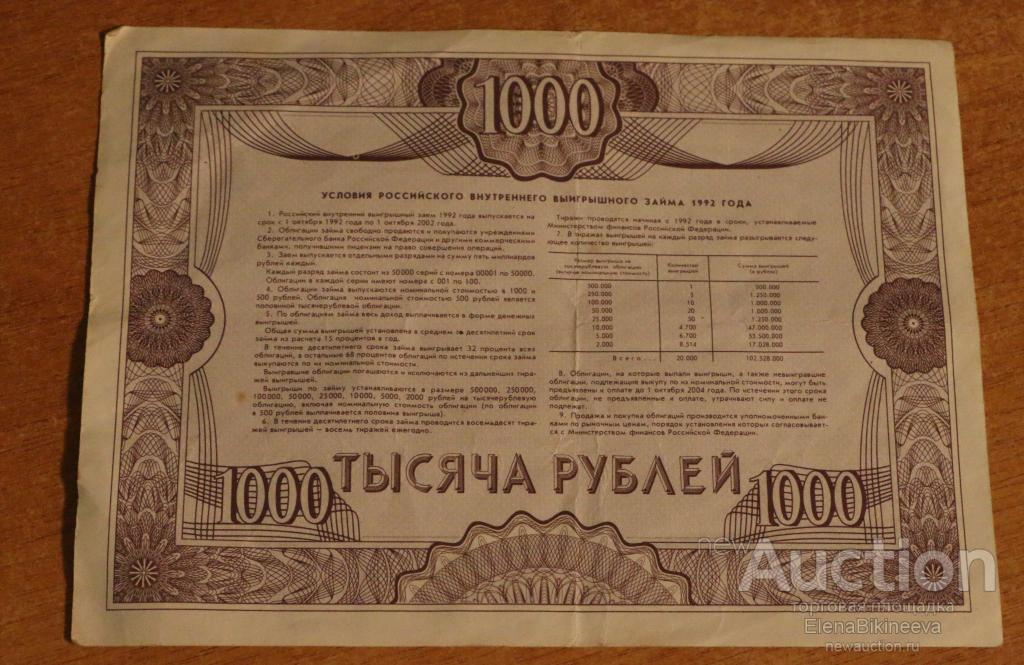 Российский внутренний выигрышный займ 1992 года