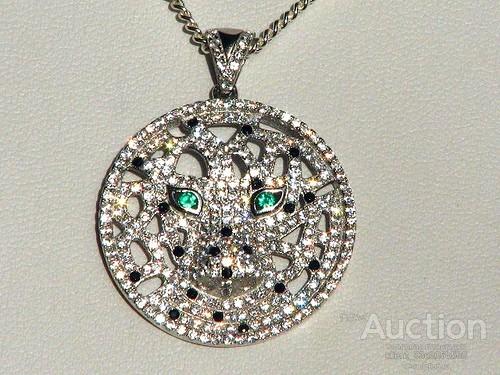AAA MULTI ЦВЕТА ЦИРКОНИЙ 925 СЕРЕБРЯНЫЙ ТИГР КУЛОН 14K БЕЛОЕ ЗОЛОТО ПОКРЫТИЕ