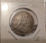 Монета 20 цент. Французский Индокитай 1924г. Серебро.