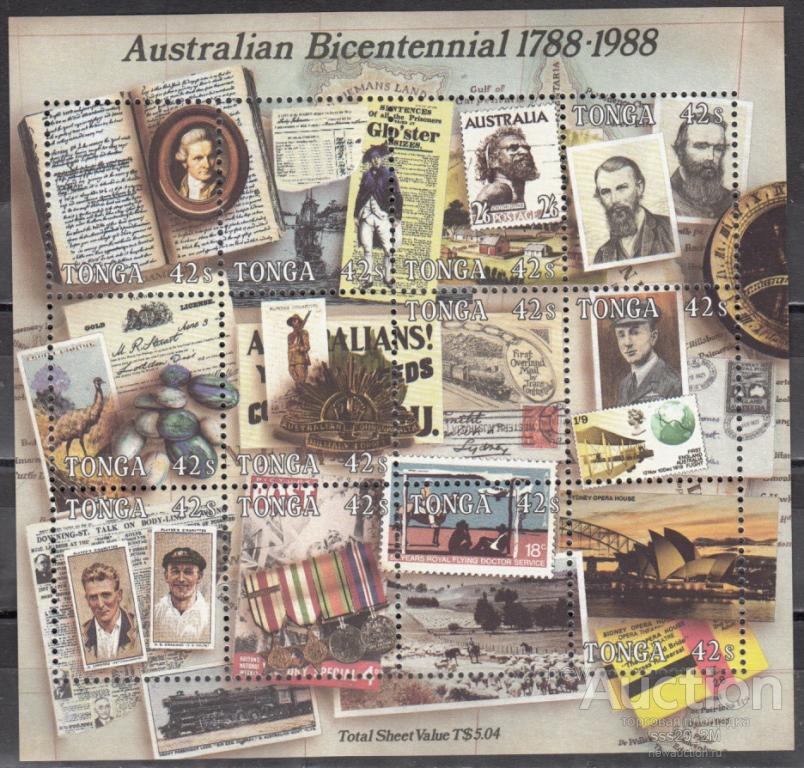 Тонга 1988 200-летие колонизации Австралии MiBl11 MNH блок