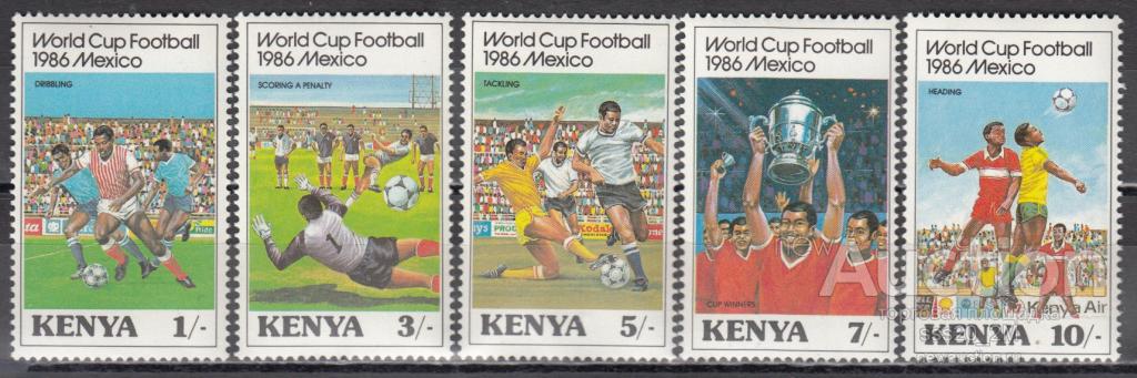 Кения 1986 Чемпионат мира по футболу Мексика-86 Mi360-364 MNH