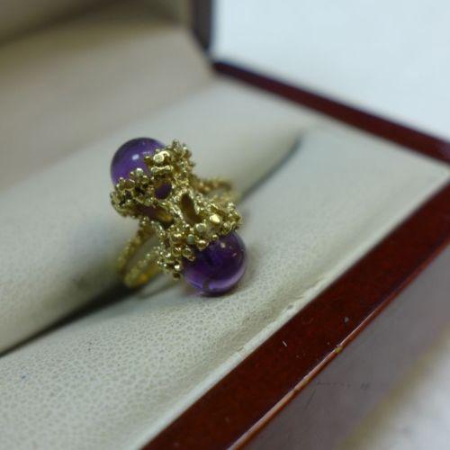 Кольцо золото 585 пр. аметисты Модная модель ! 5.3 гр.   Германия