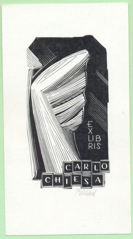 Экслибрис. Ex Libris Карло Чейза. ~7х12,5 см. Худ. Б. Маршал, Гданьск