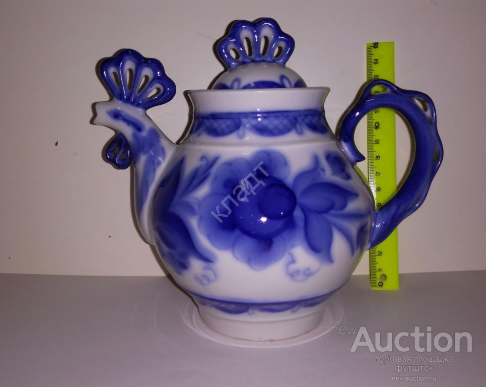 Чайник заварочный. Фарфор. СССР. ЛОЗ Под гжель