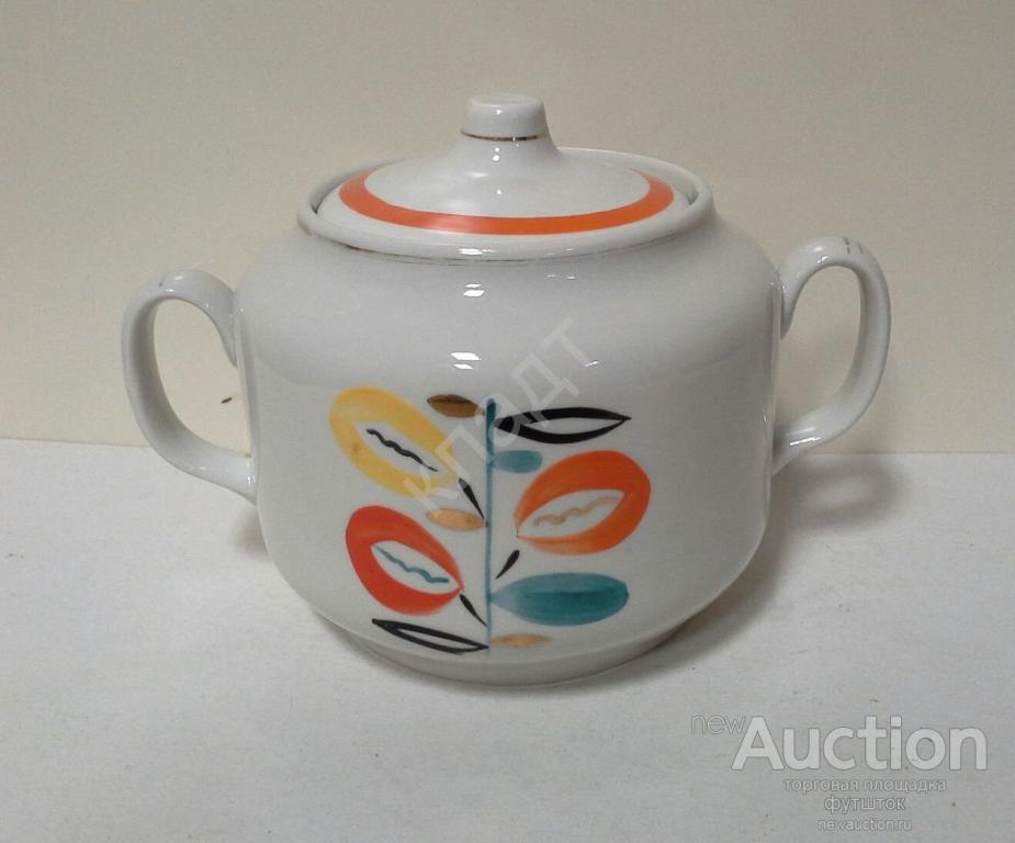 Сахарница Фарфор ДФЗ Вербилки 1950-е гг. СССР Ручная роспись