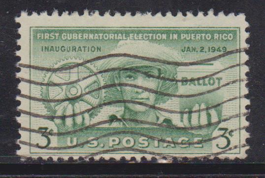 1958 сша. Марка Почтовая Jan.2. 1949 3с USA firstelection in Puerto Rico. 1949 США достижение.