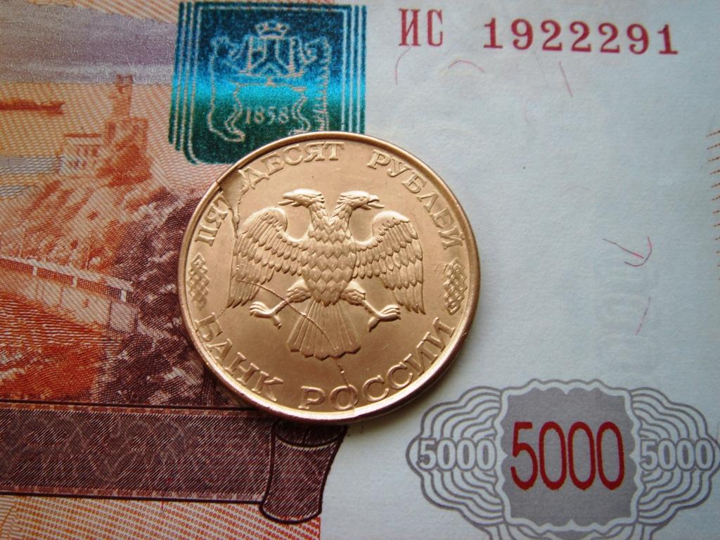 50 рублей 1993 ЛМД, плакированная сталь. Брак. Красивый раскол и одновременно скол штемпеля.