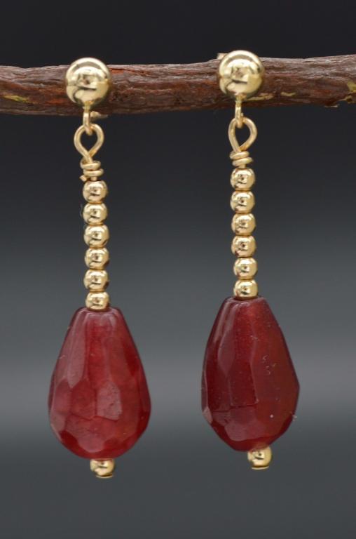 Серьги золото 585 пр 14 карат Рубин Капли Новые 2.3 гр.