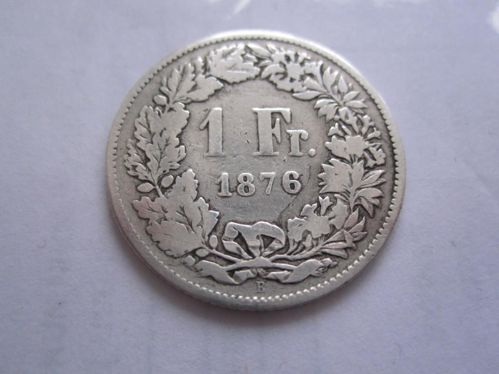 Швейцария 1  франк  1876г. (серебро)