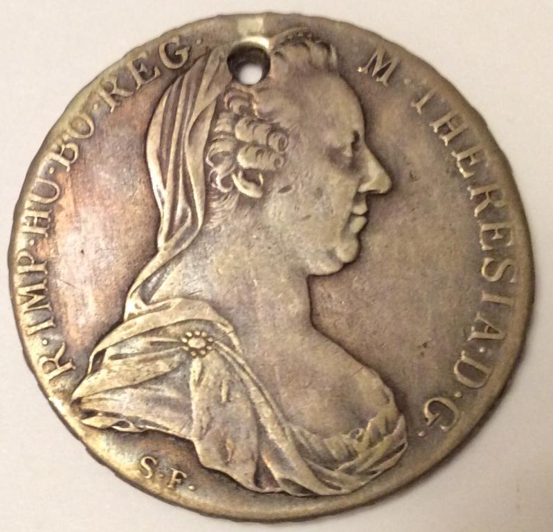 Талер 1780 года серебро Австро-Венгрия отверстие
