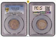 Виктория Шиллинг 1874 PCGS AU-50 Young Head