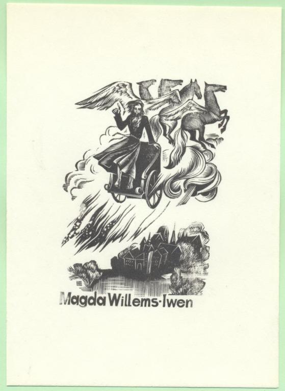 Экслибрис. Ex Libris Магда Вилльемс Ивн. ~10х15 см. Худ. Е. Лебедев, Устюжна