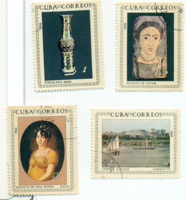 Куба 1966 Живопись из национального музея (Mi.1149-52),гаш