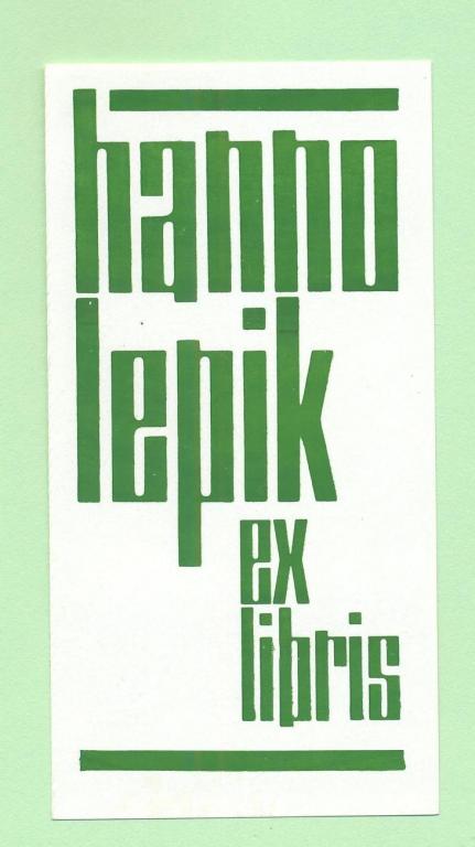 Экслибрис. Ex Libris Ханно Лепик. ~5х9,5 см. Худ. Hannu Paalasmaa, Финляндия