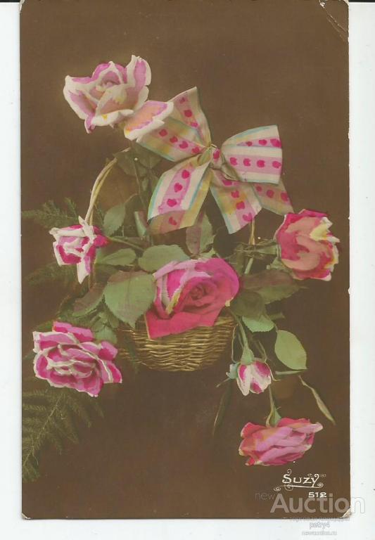 2650.Цветы.Розы в корзине.