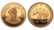 Конго. 50 франков 1965 года. Proof. Золото. 0,4667 oz. 0,900. 16,129 г. Очень редкие!