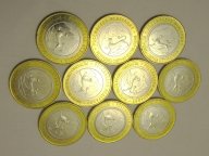 10 МОНЕТ ПО 10 руб. СЕВЕРНАЯ ОСЕТИЯ - АЛАНИЯ. РЕДКИЙ БРАК ГУРТА! ИЗ МЕШКА! Оригинал 100%!