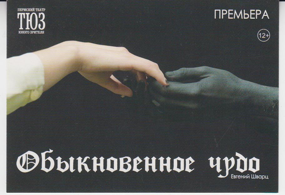 Флайер. Рекламная открытка Пермского Театра Юного Зрителя. Репертуар театра на февраль 2016