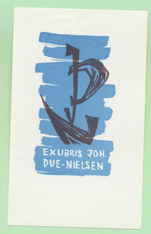 Экслибрис. Ex Libris Joh. Due-Nielsen. ~6х9,5 см. Худ. З. Долатовски, Польша
