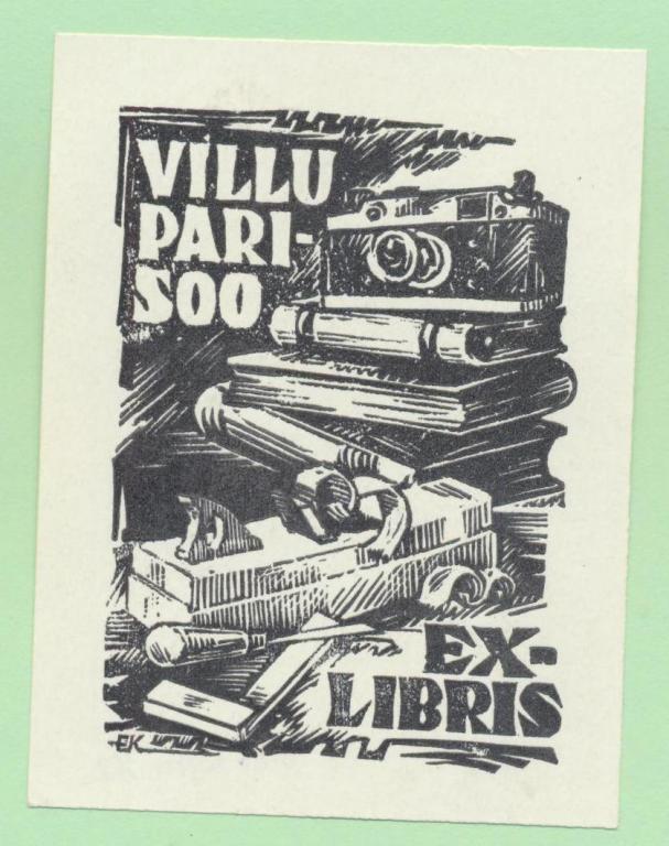 Экслибрис. Ex Libris Villu Parisoo. ~6х8,5 см. Худ. Enn Kera