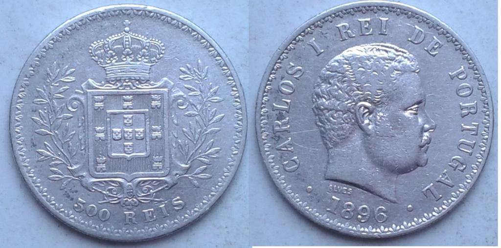 Португалия. Карлос 1-й -  500 рейсов, серебро, 1896