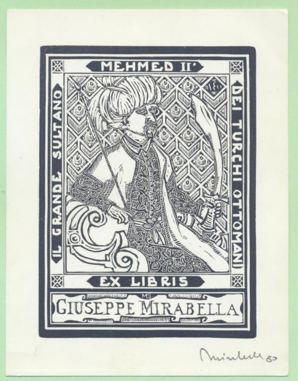 Экслибрис. Ex Libris Джузеппе Мирабелла. ~11,5х15 см. Худ.