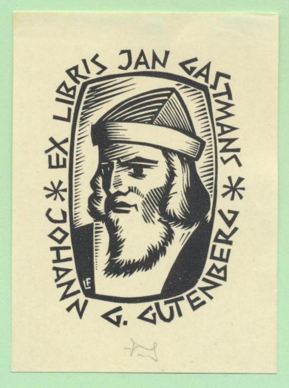 Экслибрис. Ex Libris Ян Гастманс. ~6х8 см. Худ.