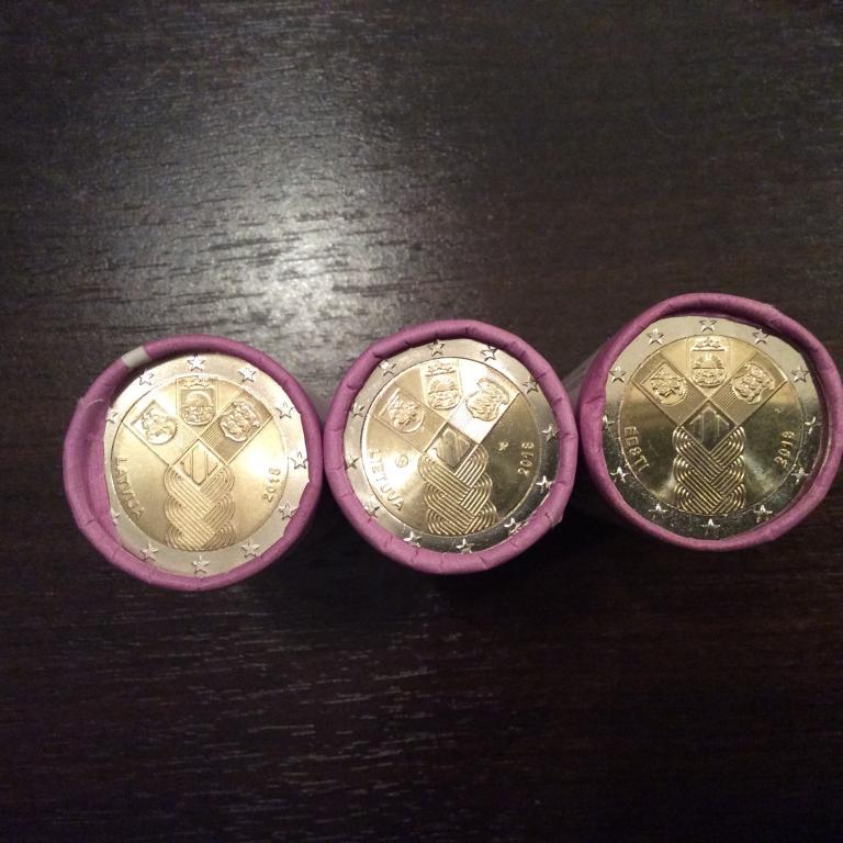 Латвия, Литва, Эстония 2 евро  2018 Независимость,  набор из 3-х монет