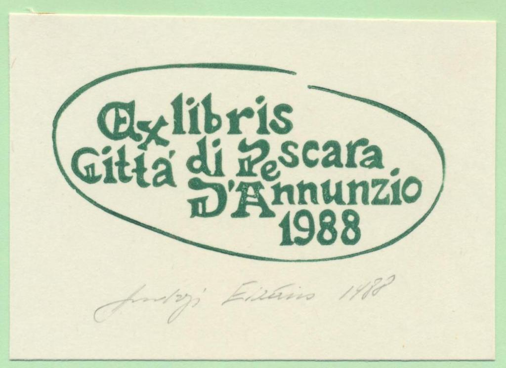 Экслибрис. Ex Libris Gitta di Pescara D'Annunzio. ~9,5х7 см. Худ.