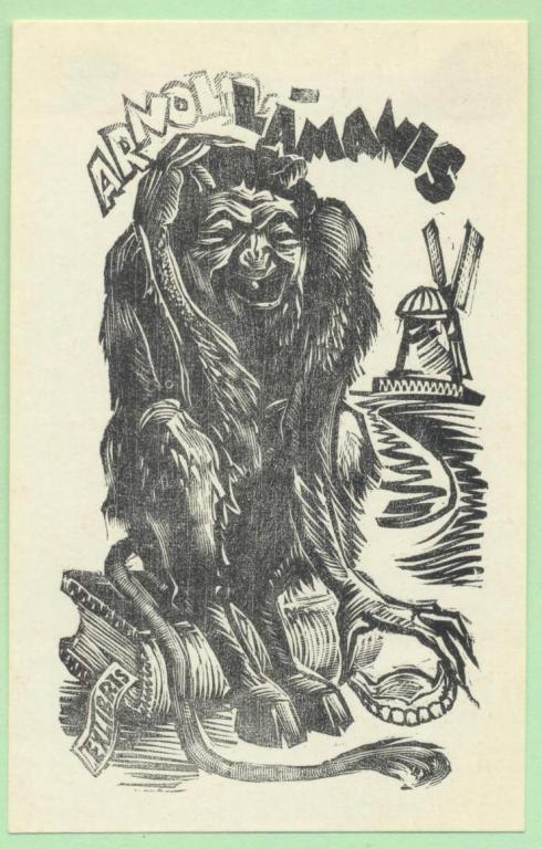 Экслибрис. Ex Libris А. Ламанис. ~6х9,5 см. Худ. О. Меднис