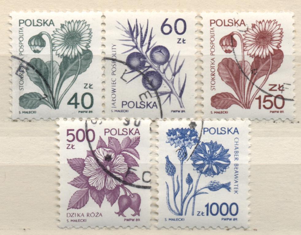 Польша 1989 г. стандарт "Цветы" гашеная