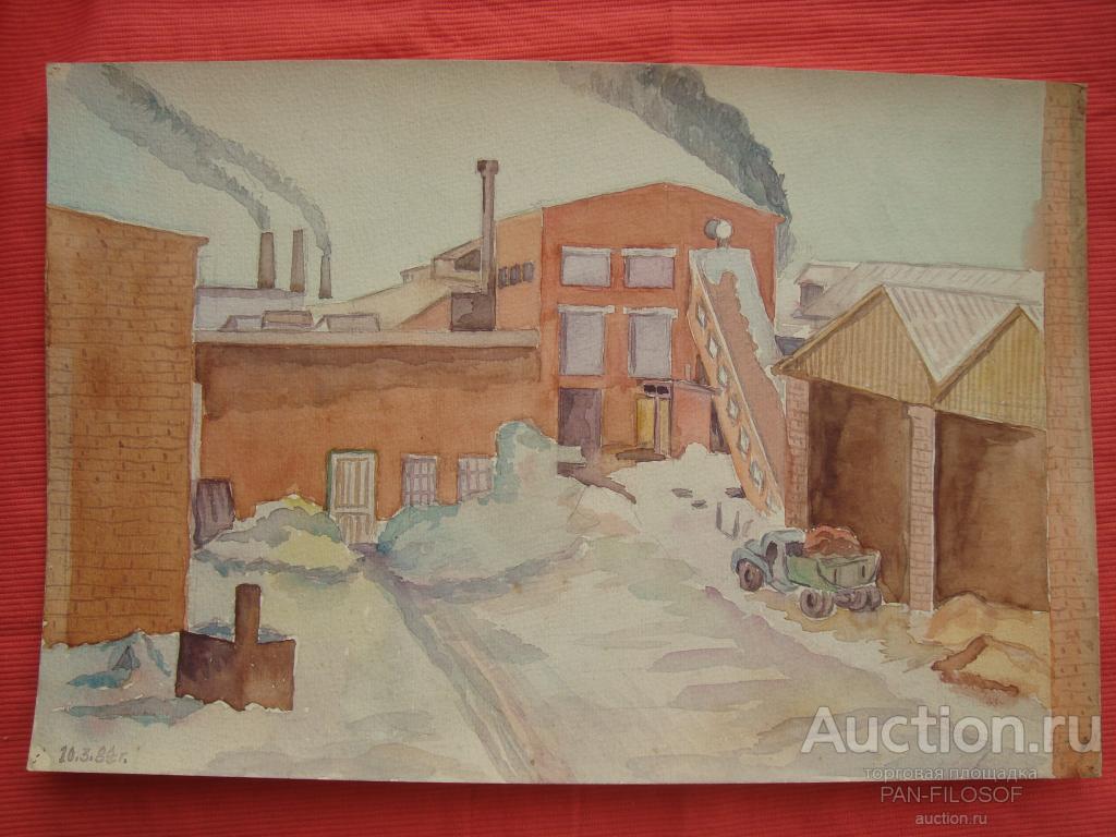 СОЦРЕАЛИЗМ АКВАРЕЛЬ 1984 ГОД ХУДОЖНИК ОКОРКОВ !!!