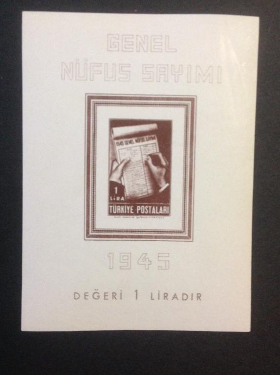 Турция 1945 г. Война. Перепись населения:анкета. Mi#1172 блок 3.