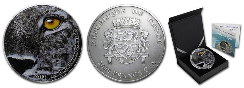 Конго 2000 франков, 2013 год. Глаза природы. Амурский леопард