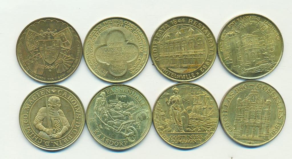 Нидерланды набор монетовидных жетонов 8 шт города желтый металл