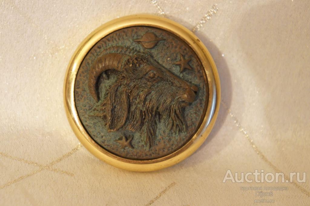 RAR!пресс-папье козерог,.оригинал,клеймо,бронза - Англия 