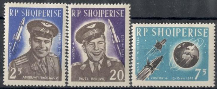 Албания, 1963, № 727-729, € 6, MNH, полн., космос