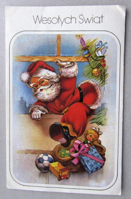 Ded Moroz Santa Klaus Lezet V Okno Polsha Dvojnaya Podpisana Pokupajte Na Auction Ru Po Vygodnoj Cene
