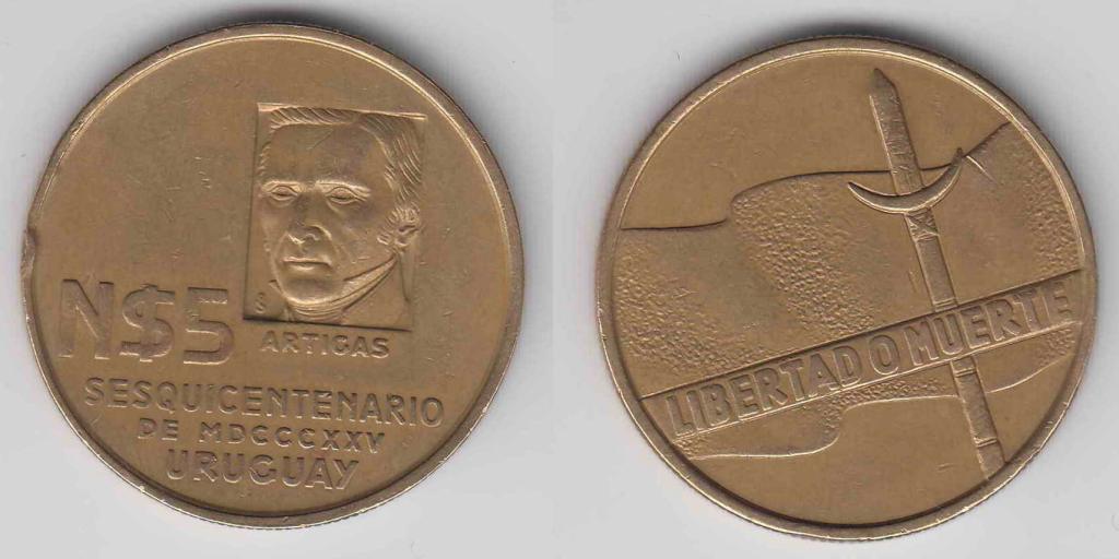 Уругвай 5 песо 1975 150 лет революции М