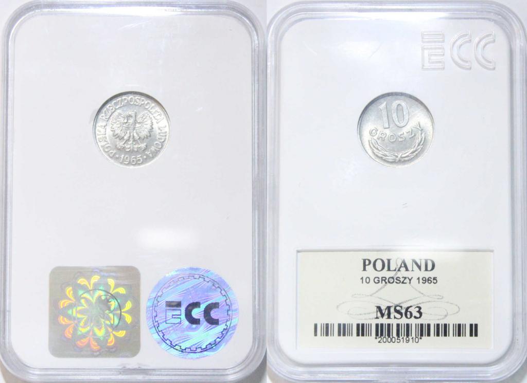 10 грошей 1965. Польша. ЕСC - MS 63. 0086