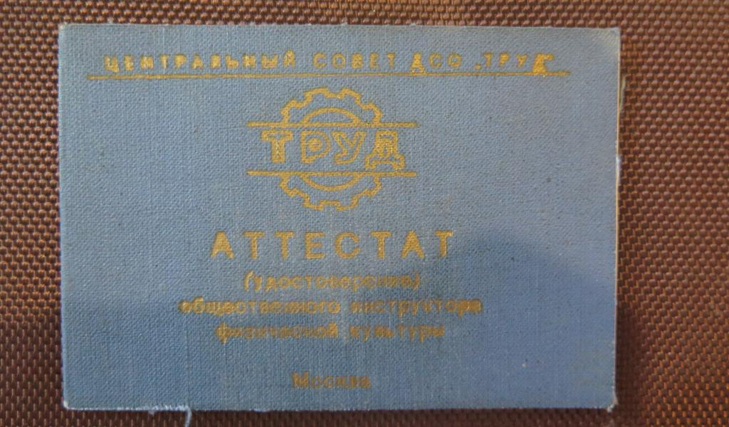 Аттестат Удостоверение общественного инструктора физической культуры Чистый с печатью